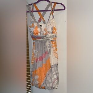 Arden B Orange and Gray Polka Dot Dress